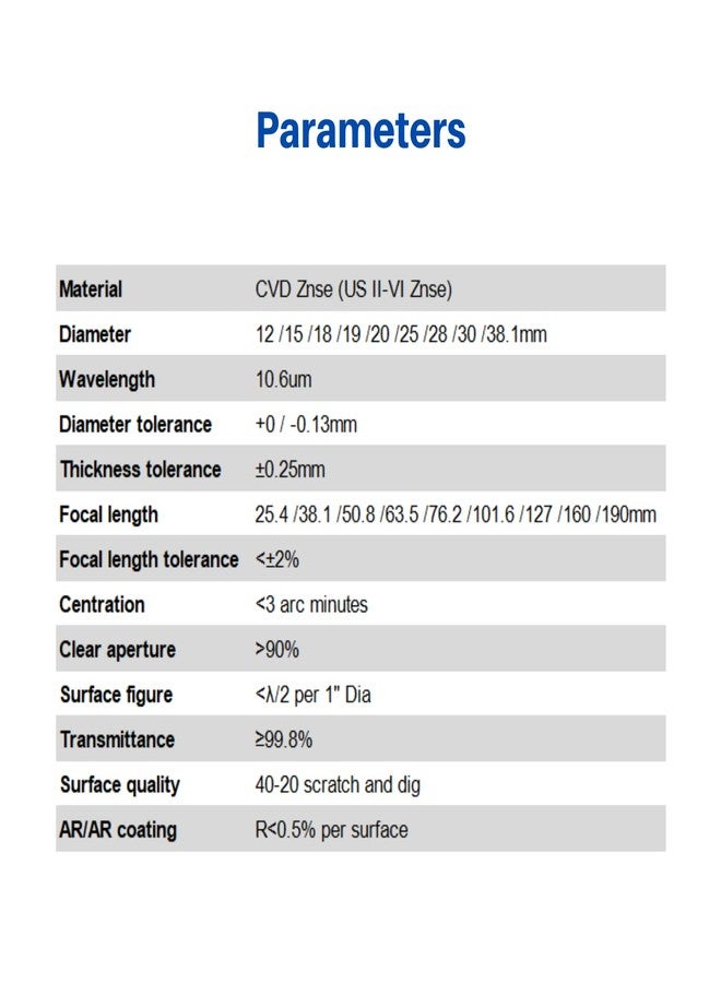 MCWlaser عدسة تركيز ليزر MCWlaser CVD ZnSe، قطرها 12 مم، طولها البؤري 2 بوصة/ 50.8 مم، مناسبة لماكينات النقش بالليزر CO2 عالية الطاقة بقدرات 80 واط، 100 واط، 130 واط، 150 واط، 180 واط، و200 واط. - Image 4